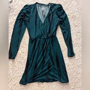 Nine West Teal and Black Long Sleeve stretchy Dress